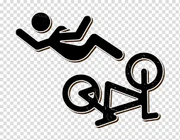 A black and white picture of two people falling off bikes.